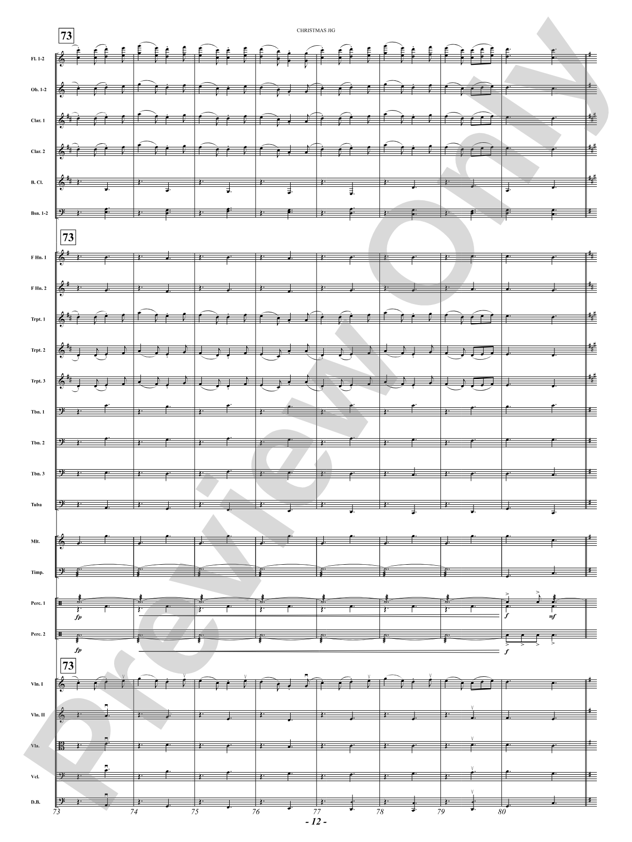 Christmas Jig (I Saw Three Ships, Behold a Simple Tender Babe, Sussex Carol): Full Orchestra Conductor Score & Parts
