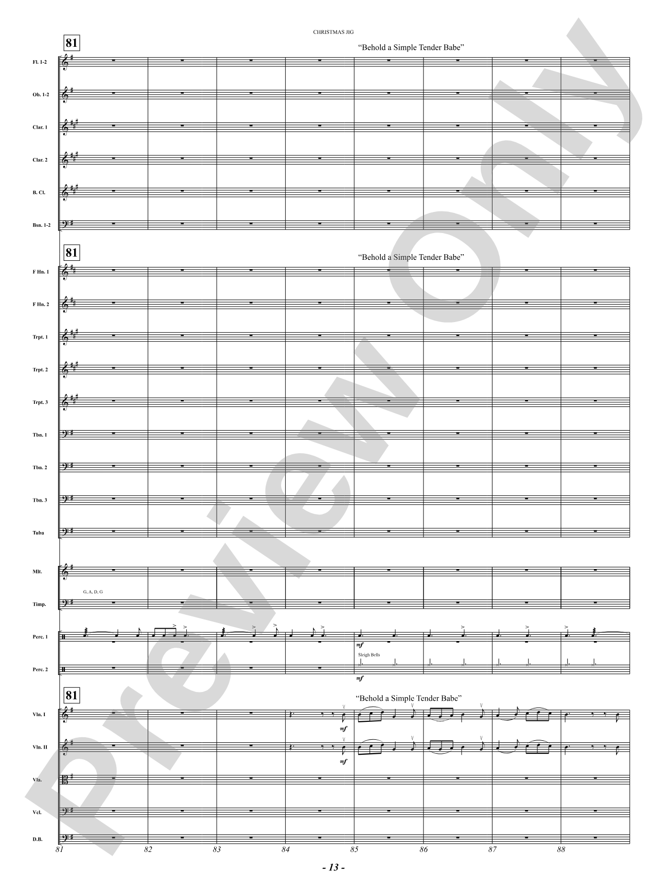 Christmas Jig (I Saw Three Ships, Behold a Simple Tender Babe, Sussex Carol): Full Orchestra Conductor Score & Parts