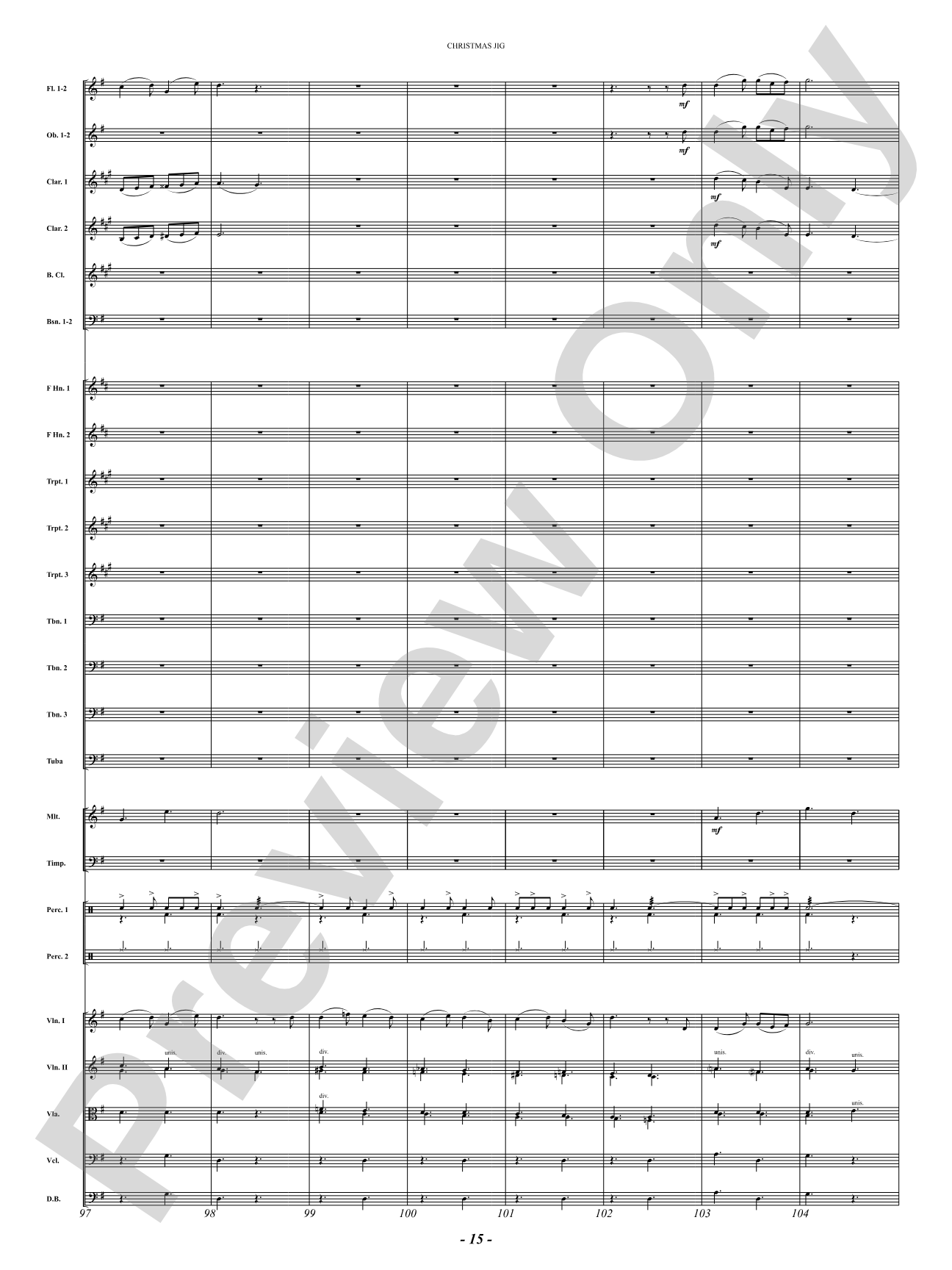 Christmas Jig (I Saw Three Ships, Behold a Simple Tender Babe, Sussex Carol): Full Orchestra Conductor Score & Parts