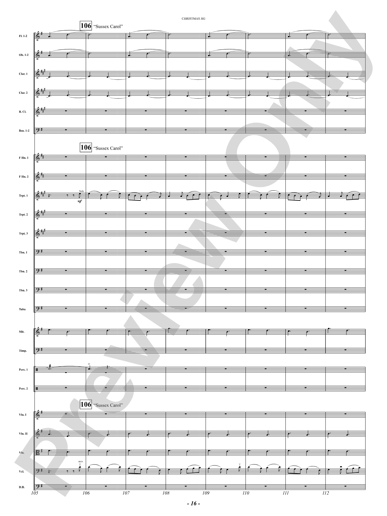 Christmas Jig (I Saw Three Ships, Behold a Simple Tender Babe, Sussex Carol): Full Orchestra Conductor Score & Parts