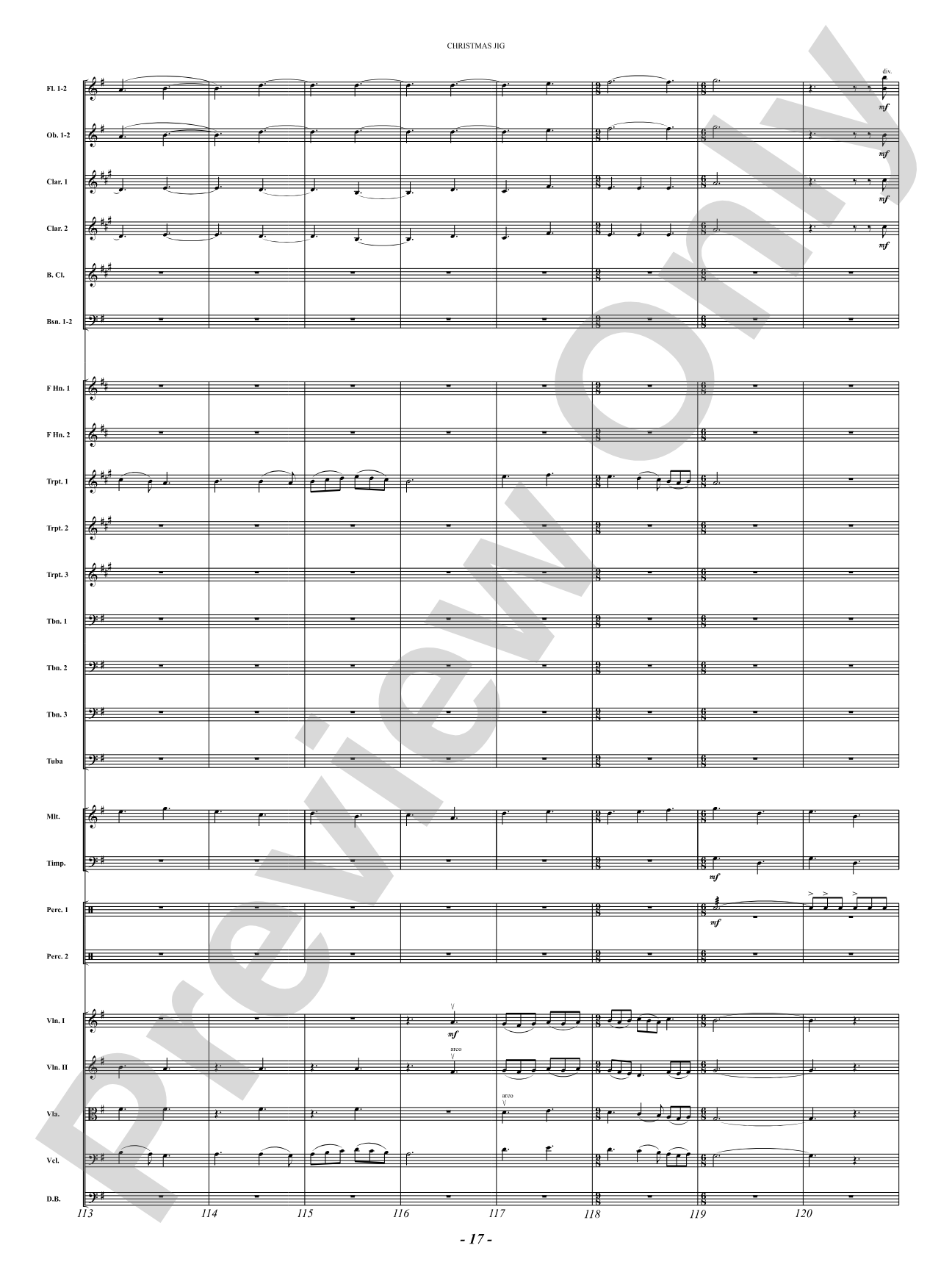 Christmas Jig (I Saw Three Ships, Behold a Simple Tender Babe, Sussex Carol): Full Orchestra Conductor Score & Parts