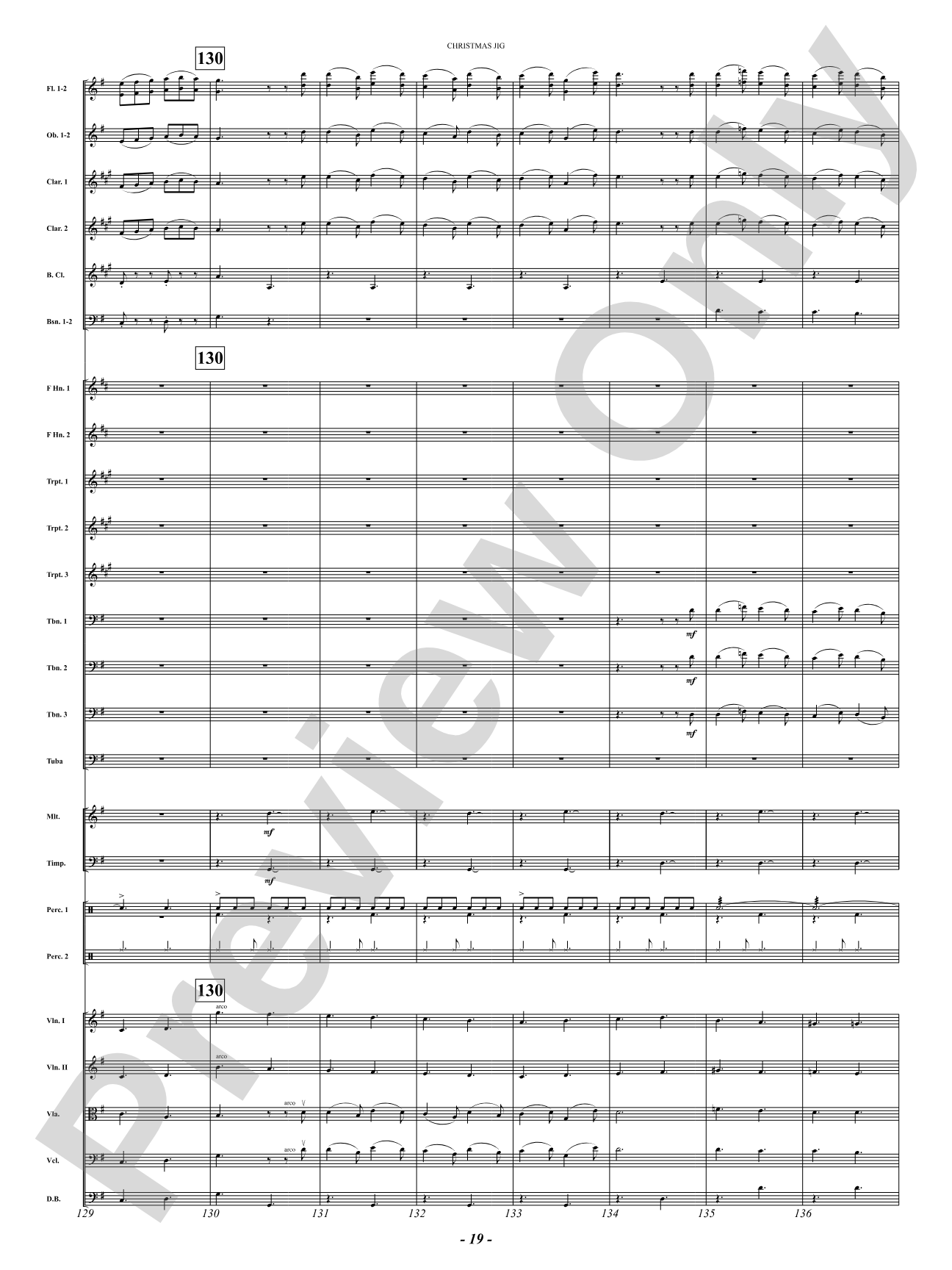 Christmas Jig (I Saw Three Ships, Behold a Simple Tender Babe, Sussex Carol): Full Orchestra Conductor Score & Parts
