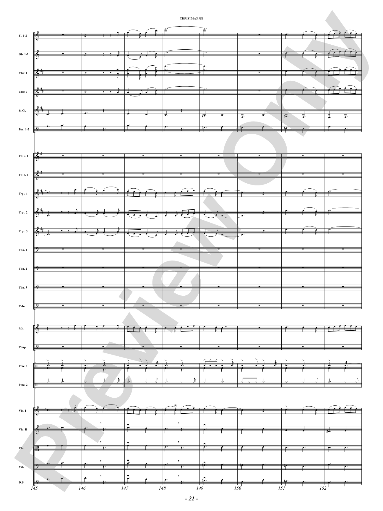 Christmas Jig (I Saw Three Ships, Behold a Simple Tender Babe, Sussex Carol): Full Orchestra Conductor Score & Parts