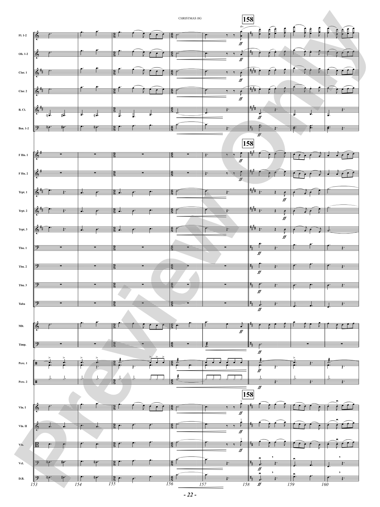 Christmas Jig (I Saw Three Ships, Behold a Simple Tender Babe, Sussex Carol): Full Orchestra Conductor Score & Parts