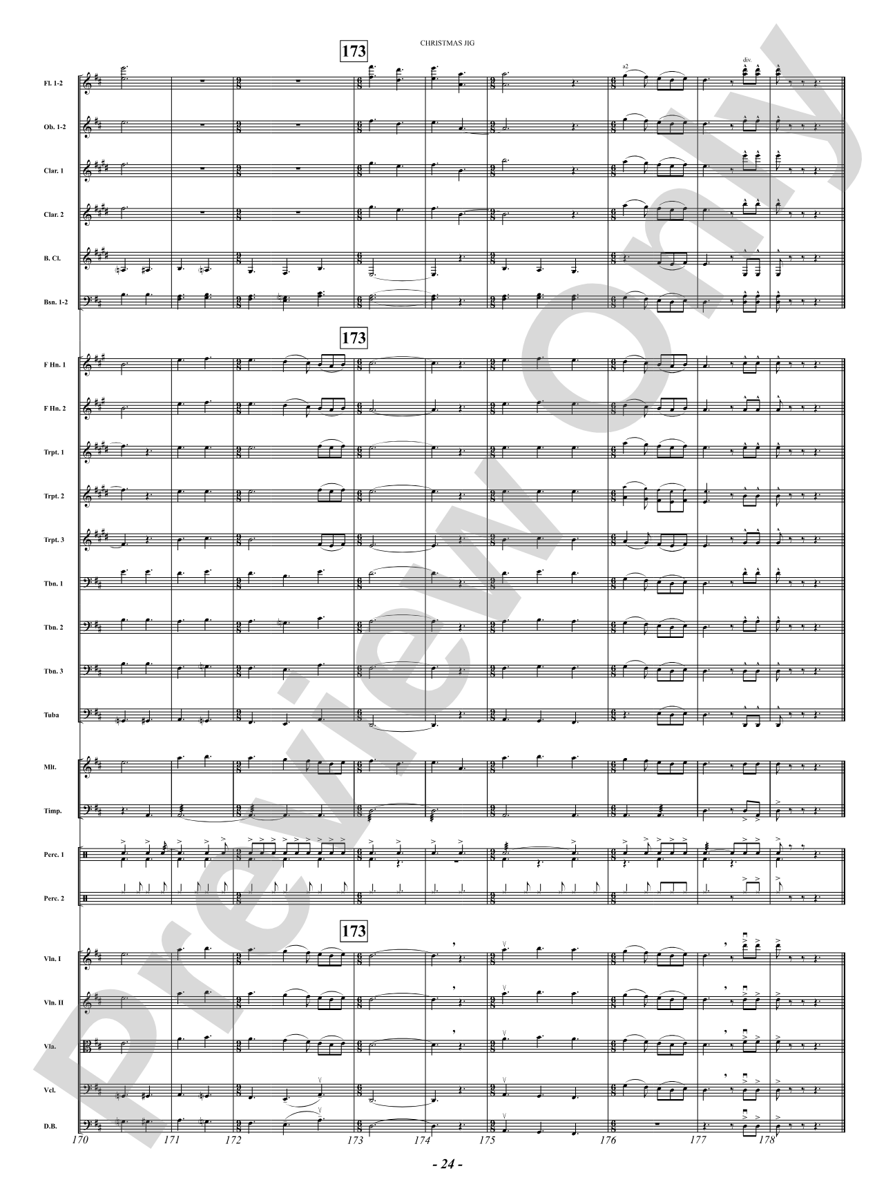 Christmas Jig (I Saw Three Ships, Behold a Simple Tender Babe, Sussex Carol): Full Orchestra Conductor Score & Parts
