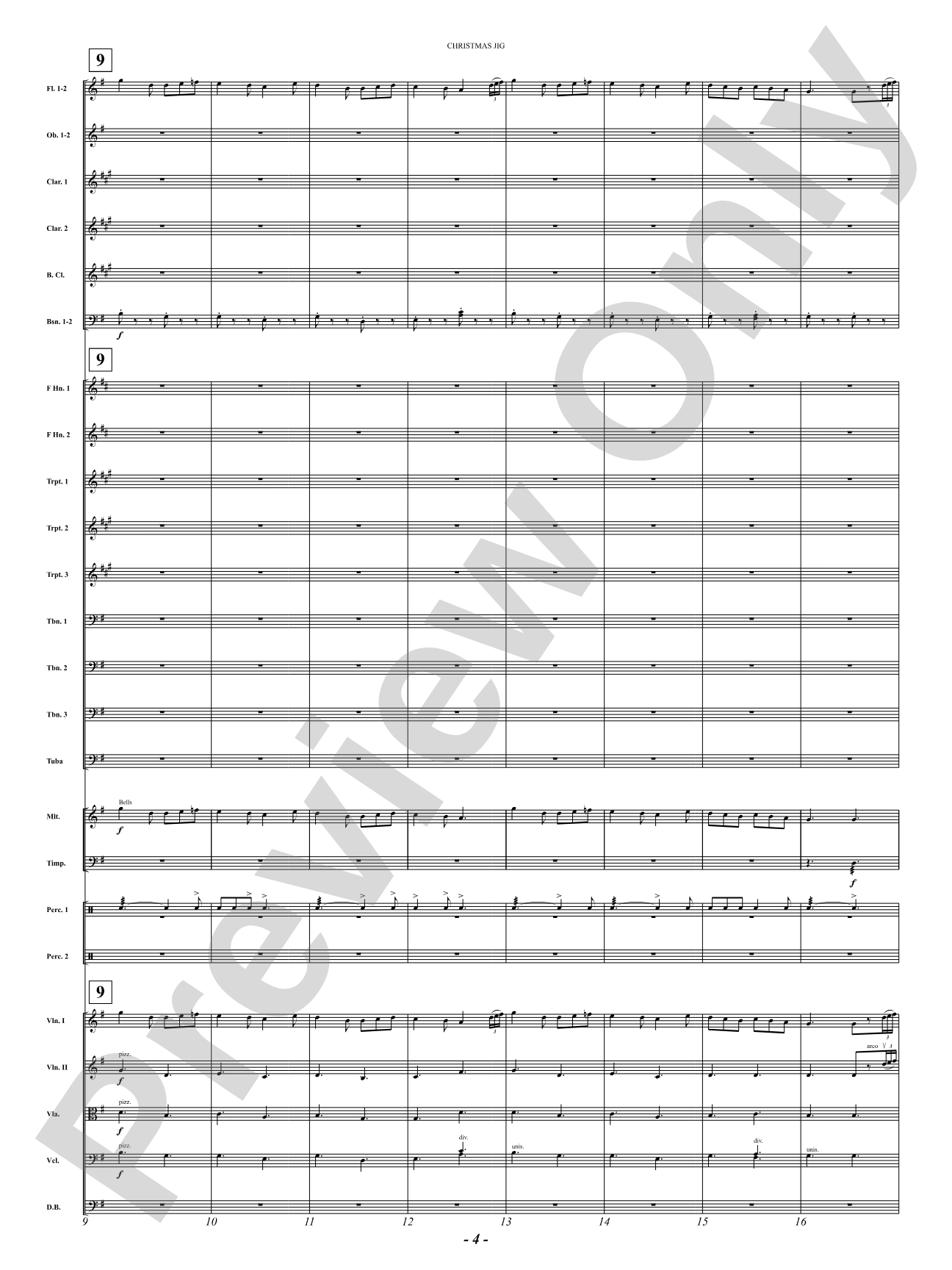 Christmas Jig (I Saw Three Ships, Behold a Simple Tender Babe, Sussex Carol): Full Orchestra Conductor Score & Parts