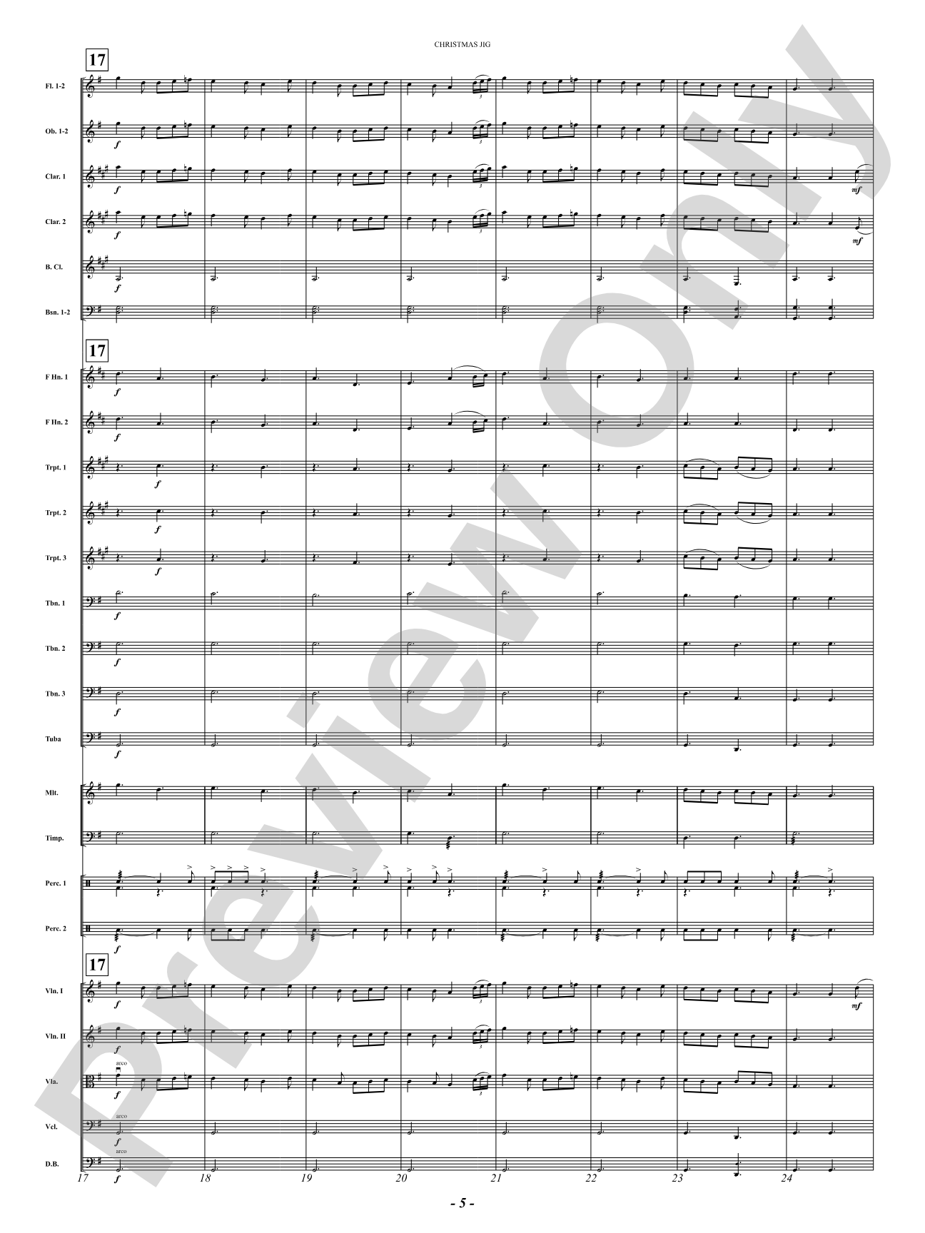 Christmas Jig (I Saw Three Ships, Behold a Simple Tender Babe, Sussex Carol): Full Orchestra Conductor Score & Parts