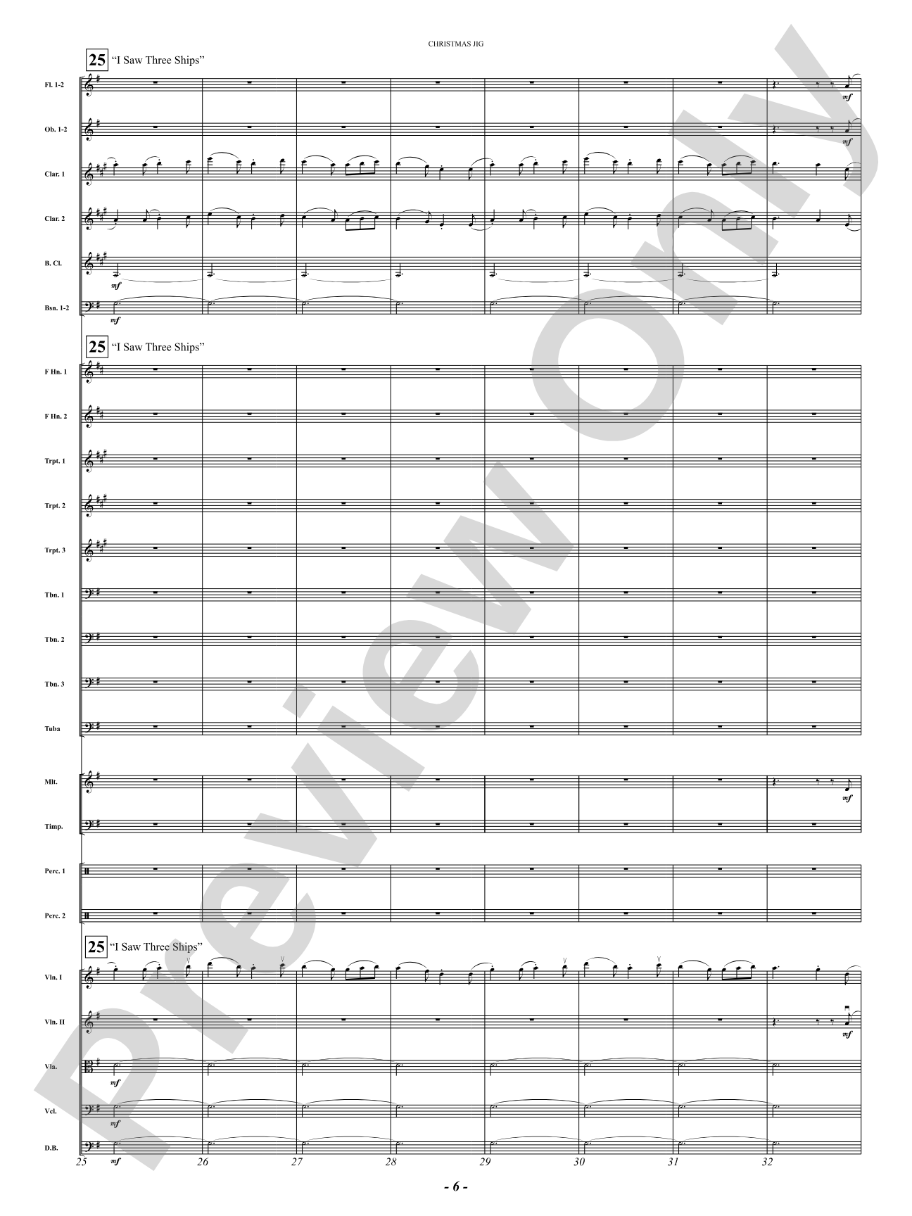 Christmas Jig (I Saw Three Ships, Behold a Simple Tender Babe, Sussex Carol): Full Orchestra Conductor Score & Parts