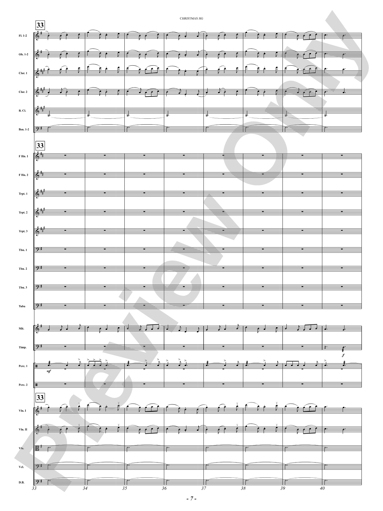 Christmas Jig (I Saw Three Ships, Behold a Simple Tender Babe, Sussex Carol): Full Orchestra Conductor Score & Parts