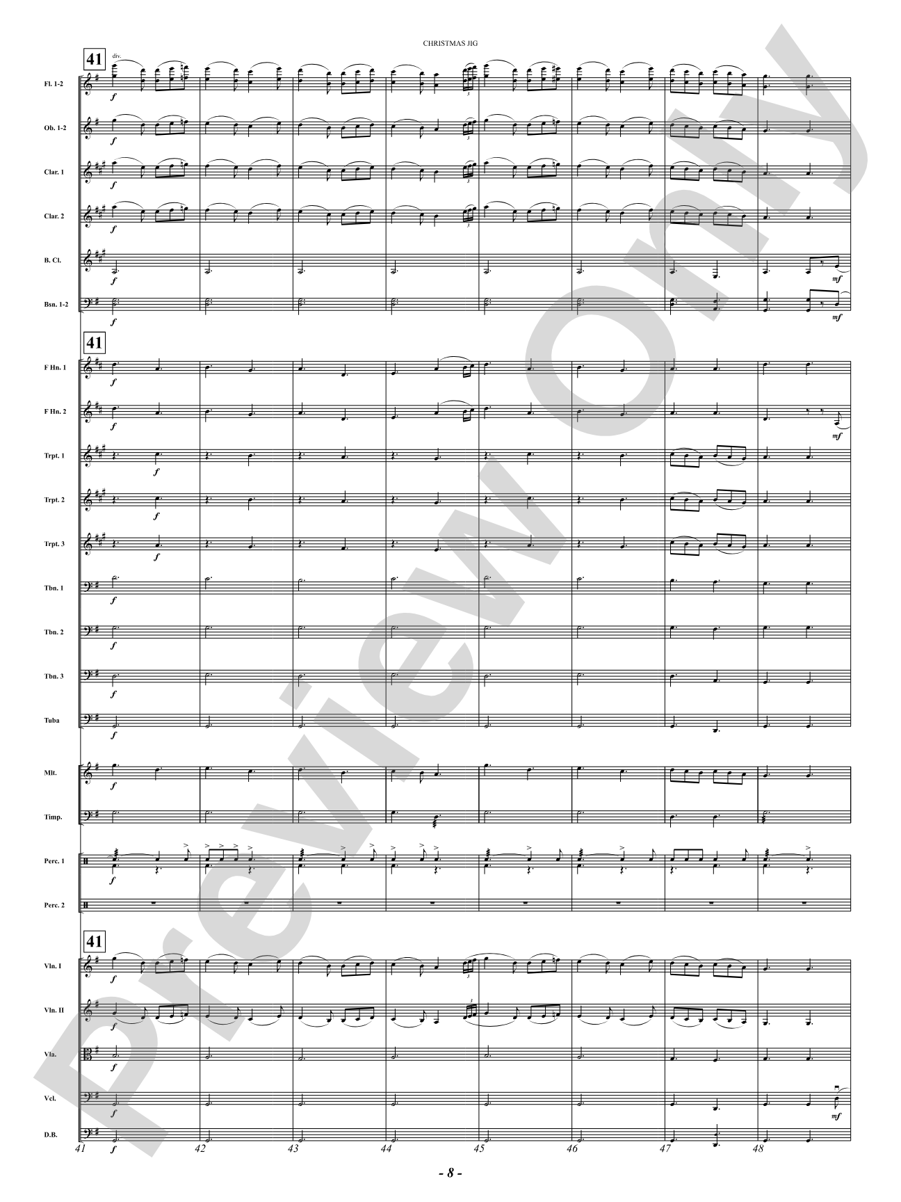 Christmas Jig (I Saw Three Ships, Behold a Simple Tender Babe, Sussex Carol): Full Orchestra Conductor Score & Parts