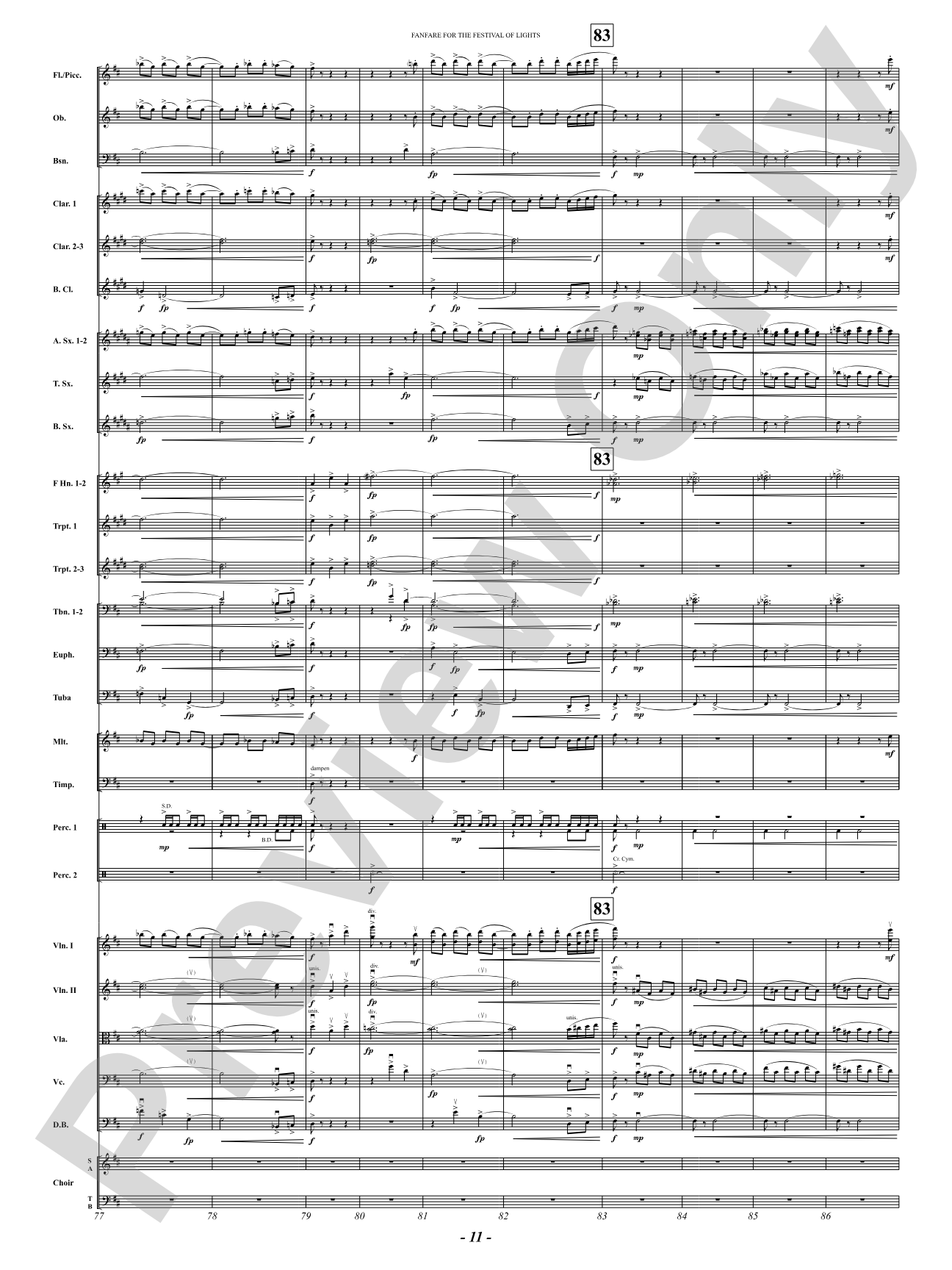 Fanfare For The Festival of Lights: Full Orchestra Conductor Score & Parts