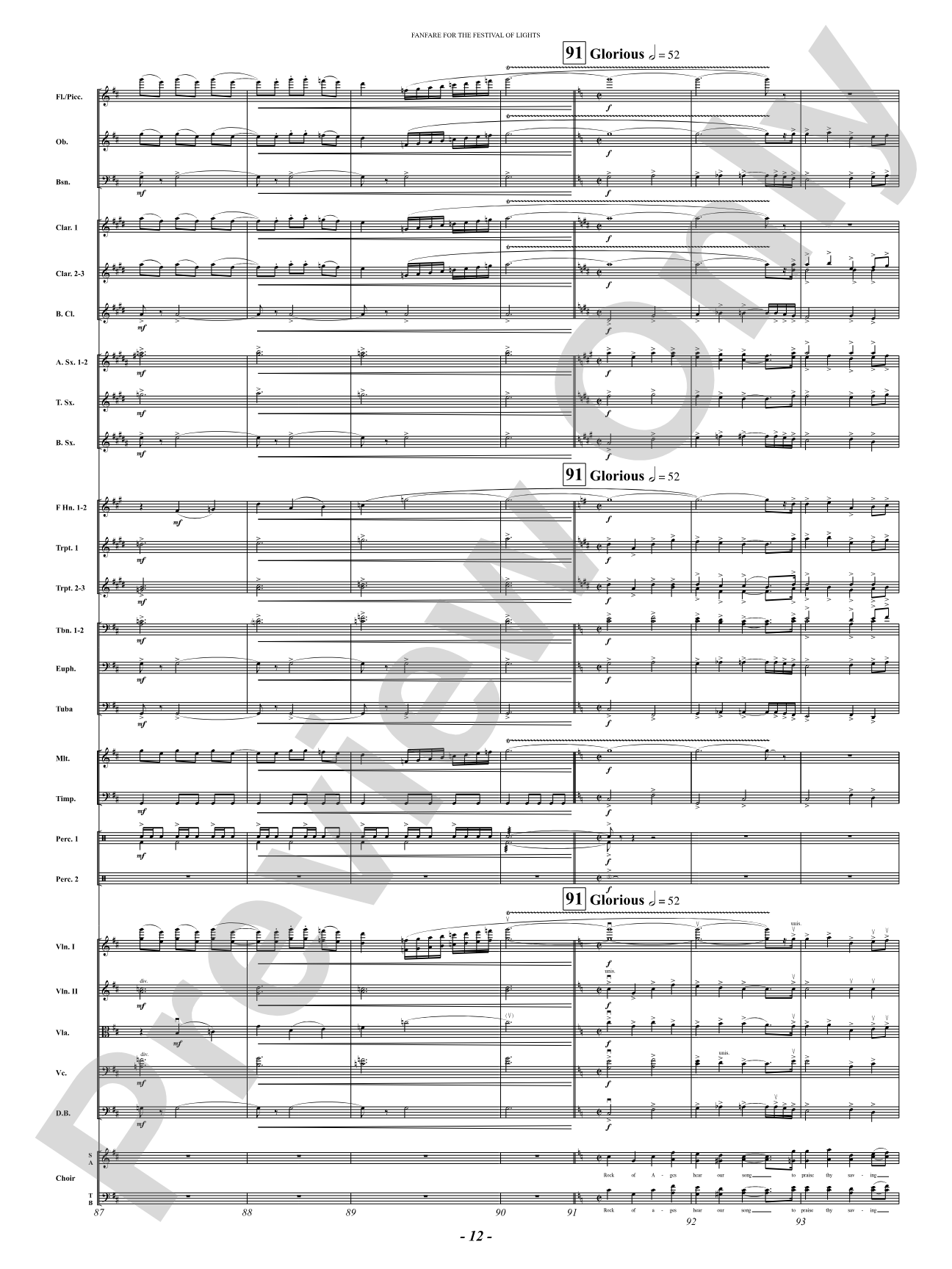 Fanfare For The Festival of Lights: Full Orchestra Conductor Score & Parts