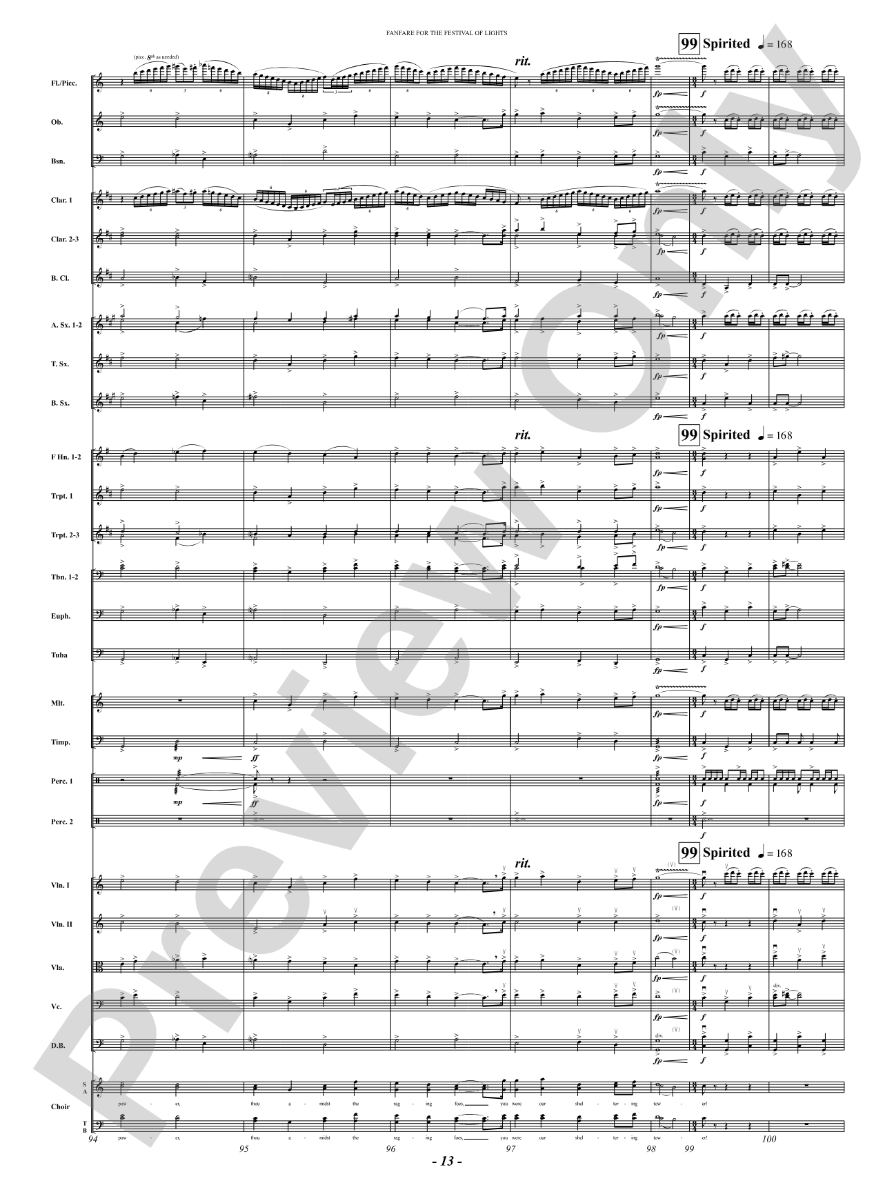 Fanfare For The Festival of Lights: Full Orchestra Conductor Score & Parts