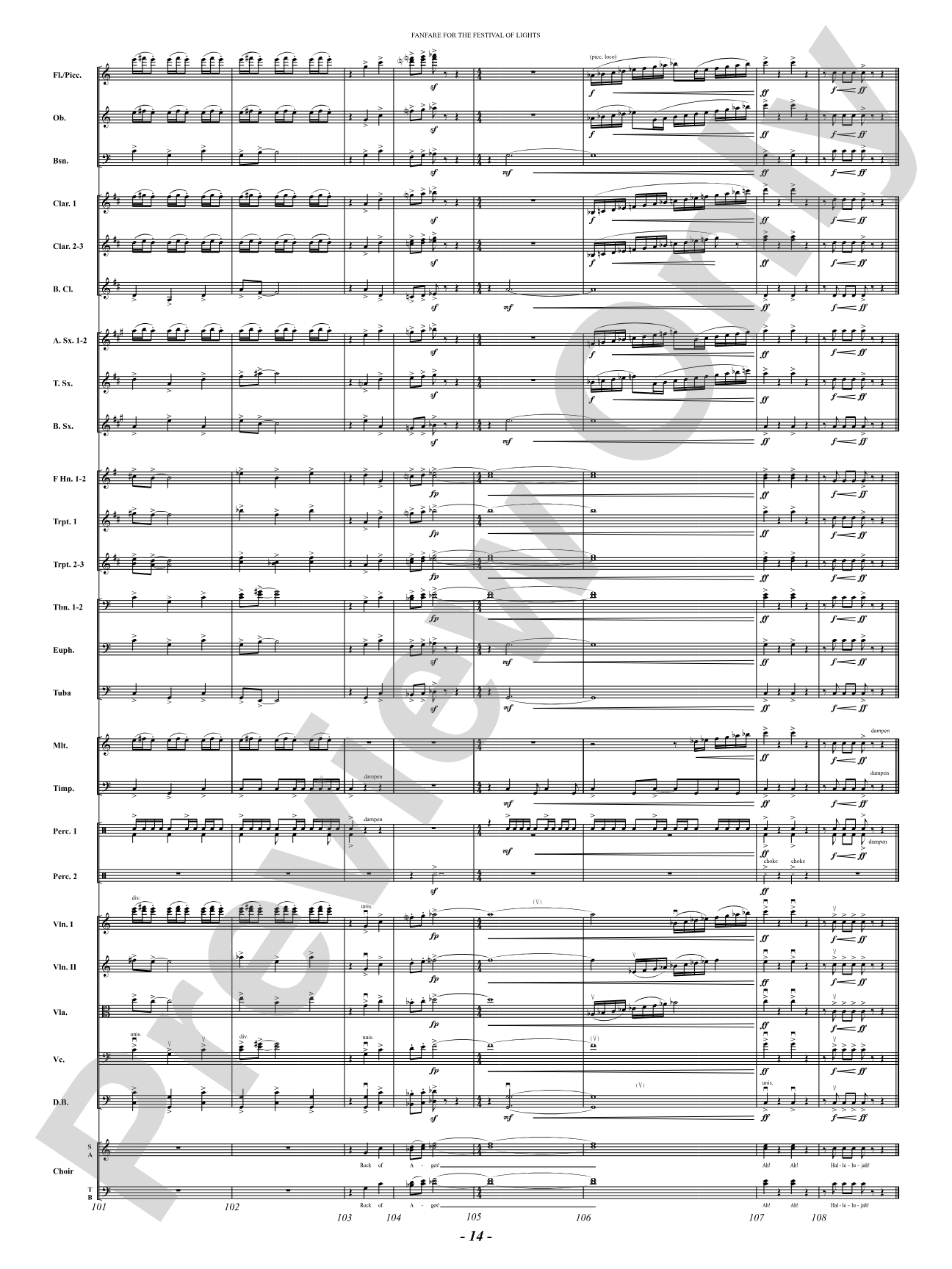 Fanfare For The Festival of Lights: Full Orchestra Conductor Score & Parts