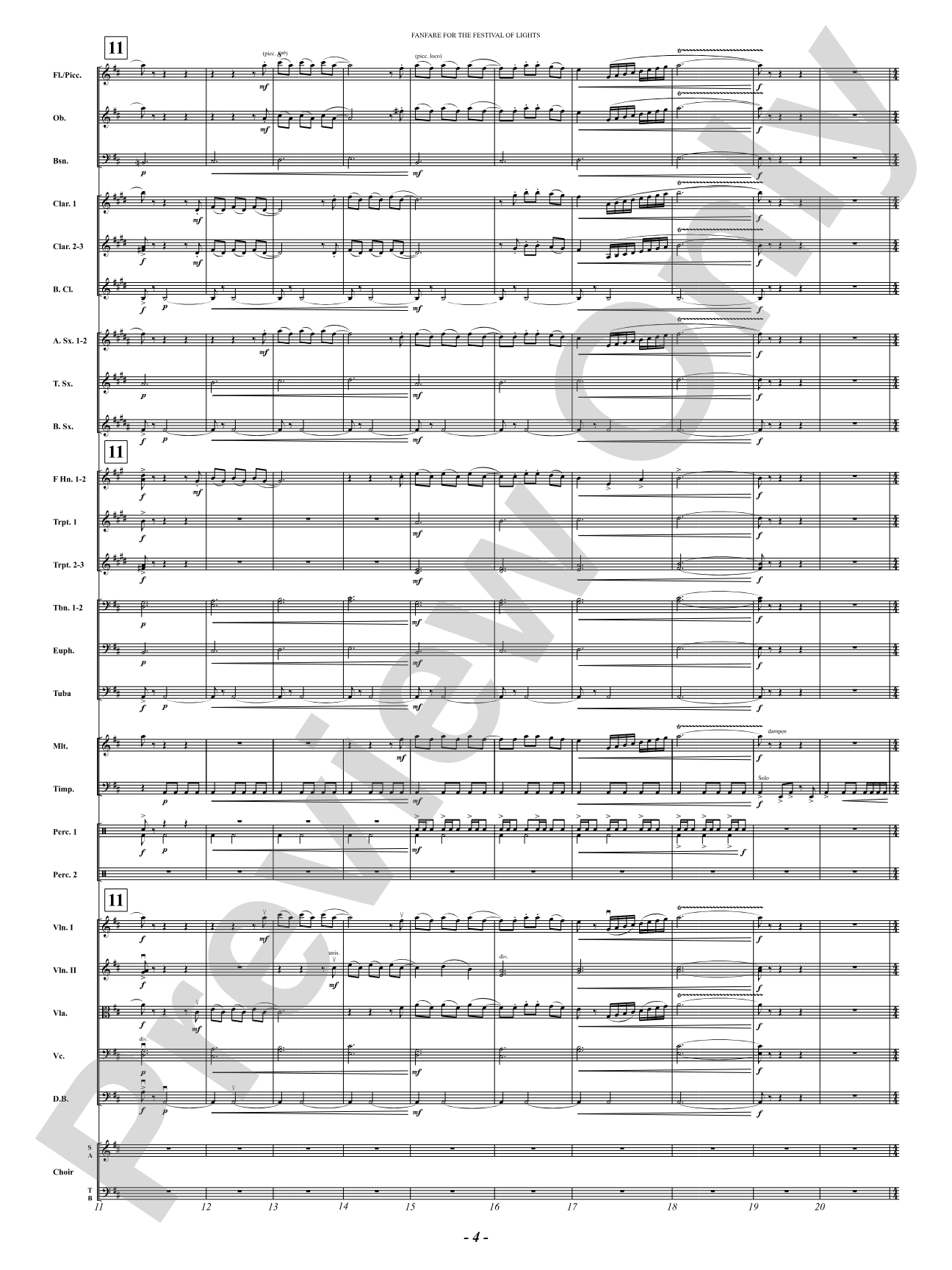 Fanfare For The Festival of Lights: Full Orchestra Conductor Score & Parts