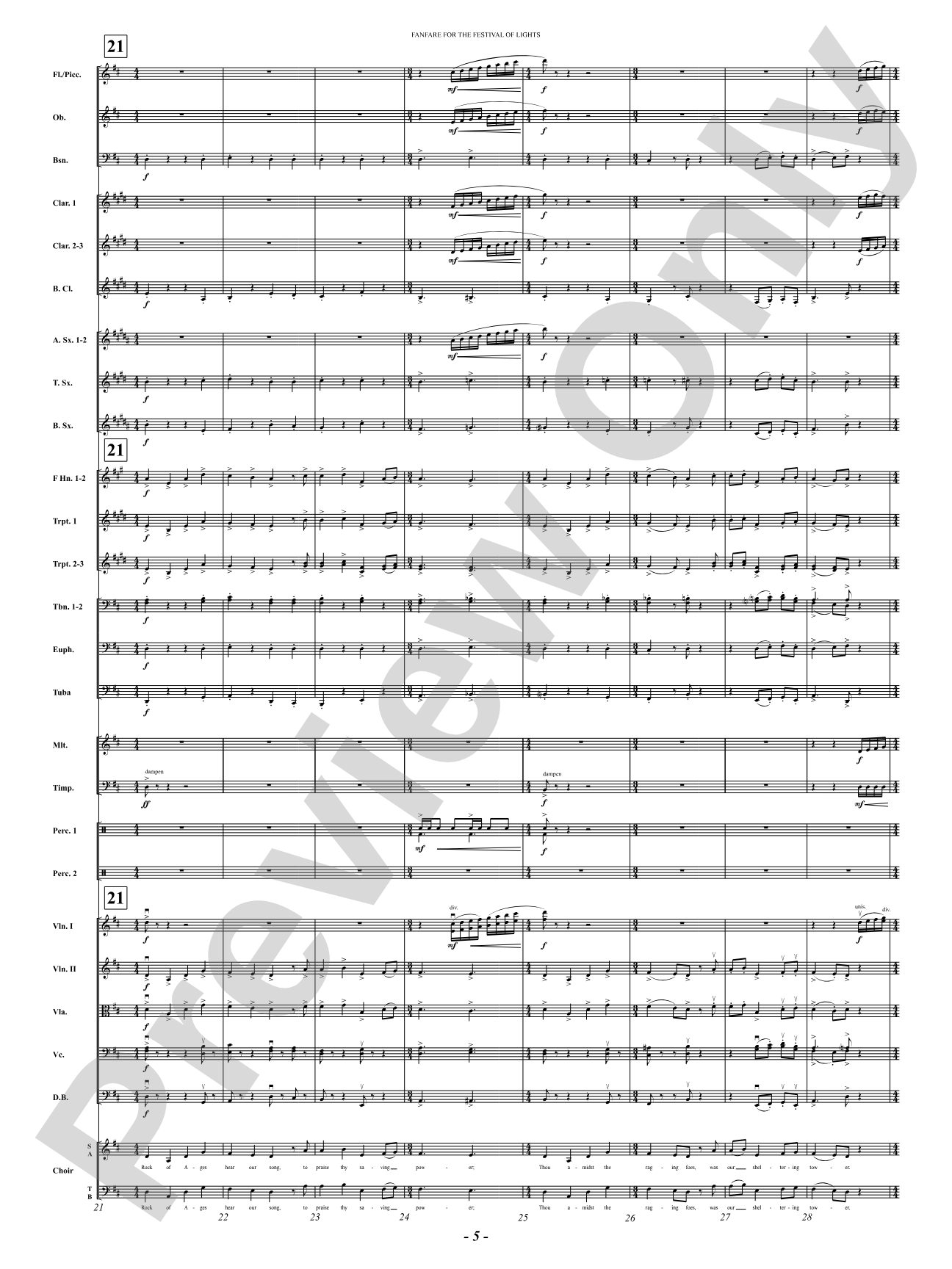 Fanfare For The Festival of Lights: Full Orchestra Conductor Score & Parts