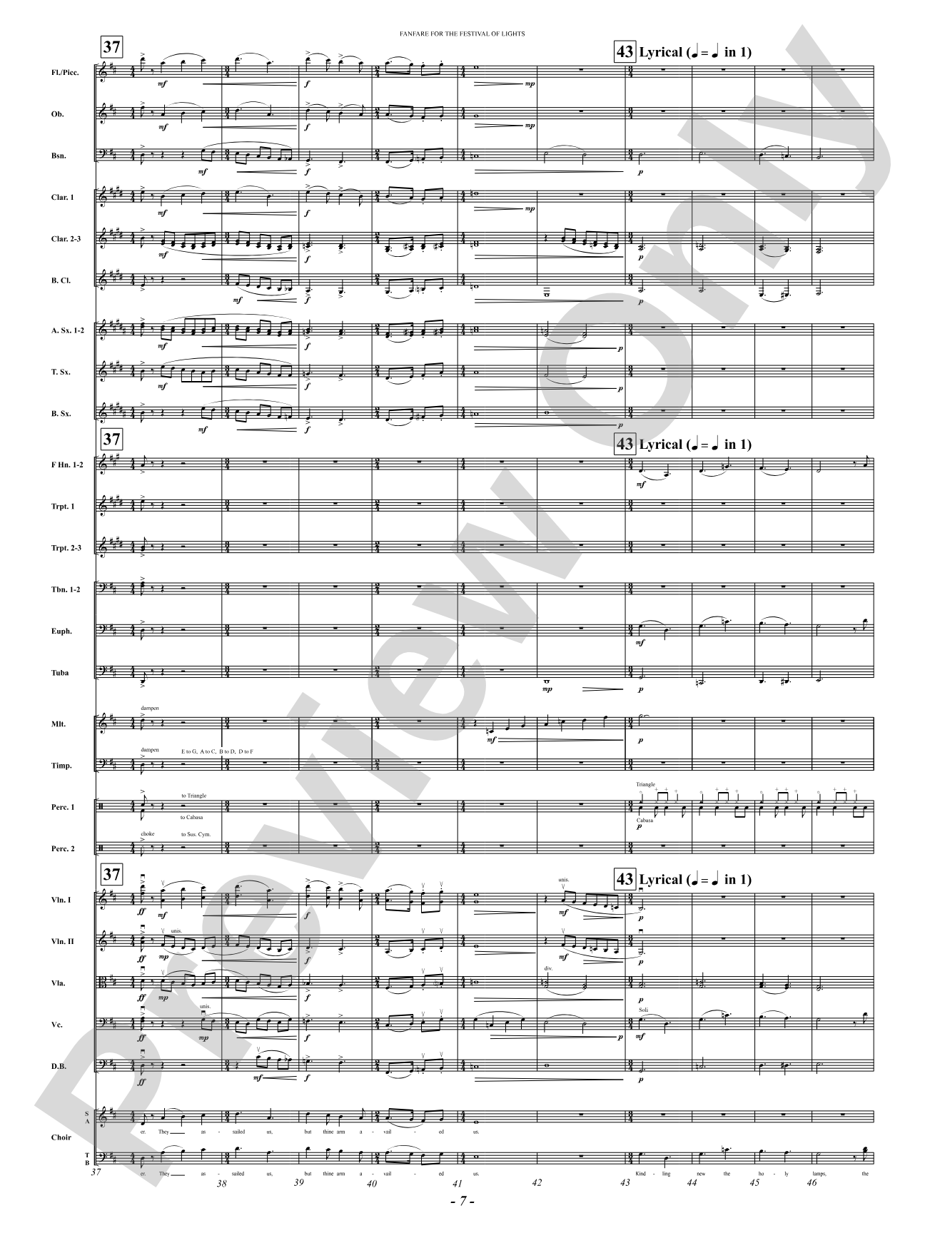 Fanfare For The Festival of Lights: Full Orchestra Conductor Score & Parts