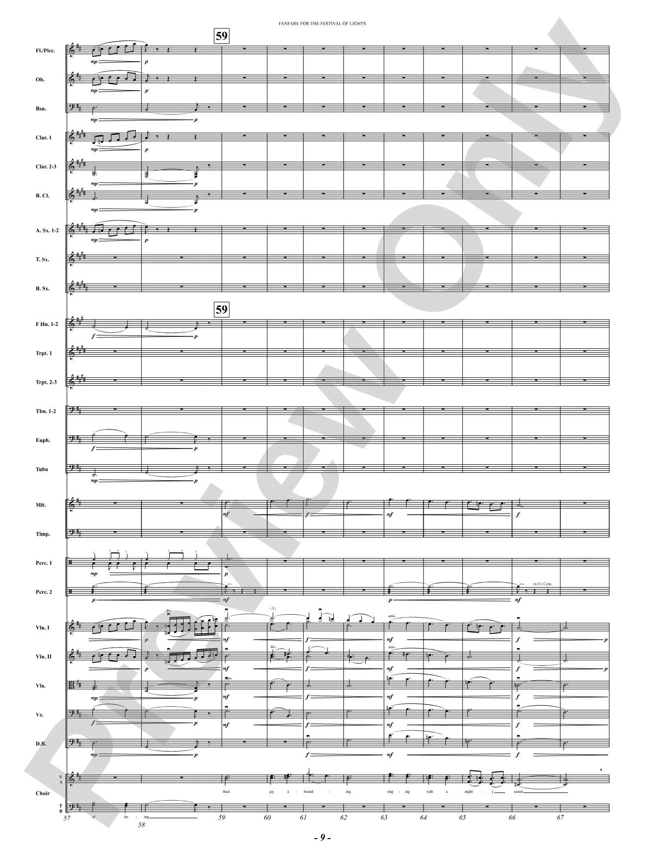 Fanfare For The Festival of Lights: Full Orchestra Conductor Score & Parts