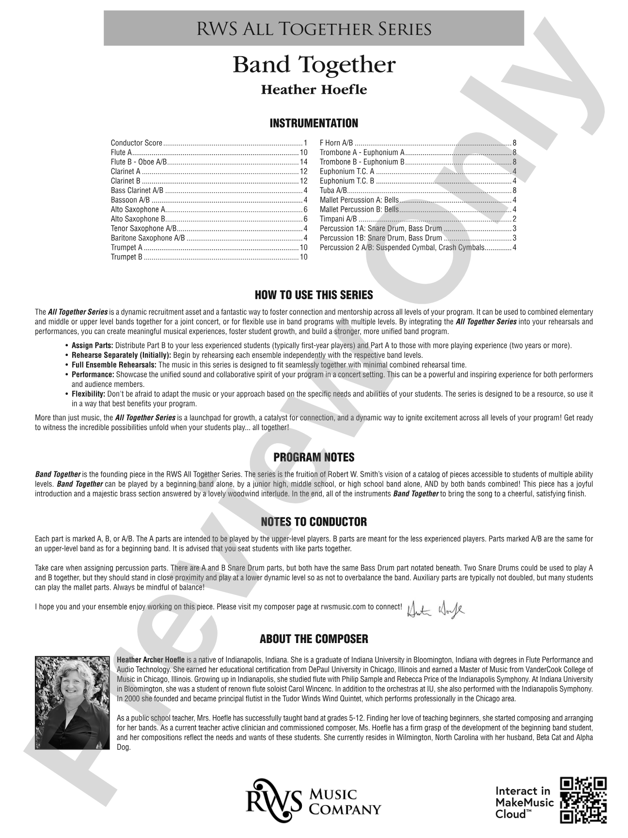 Band Together: Concert Band Conductor Score & Parts