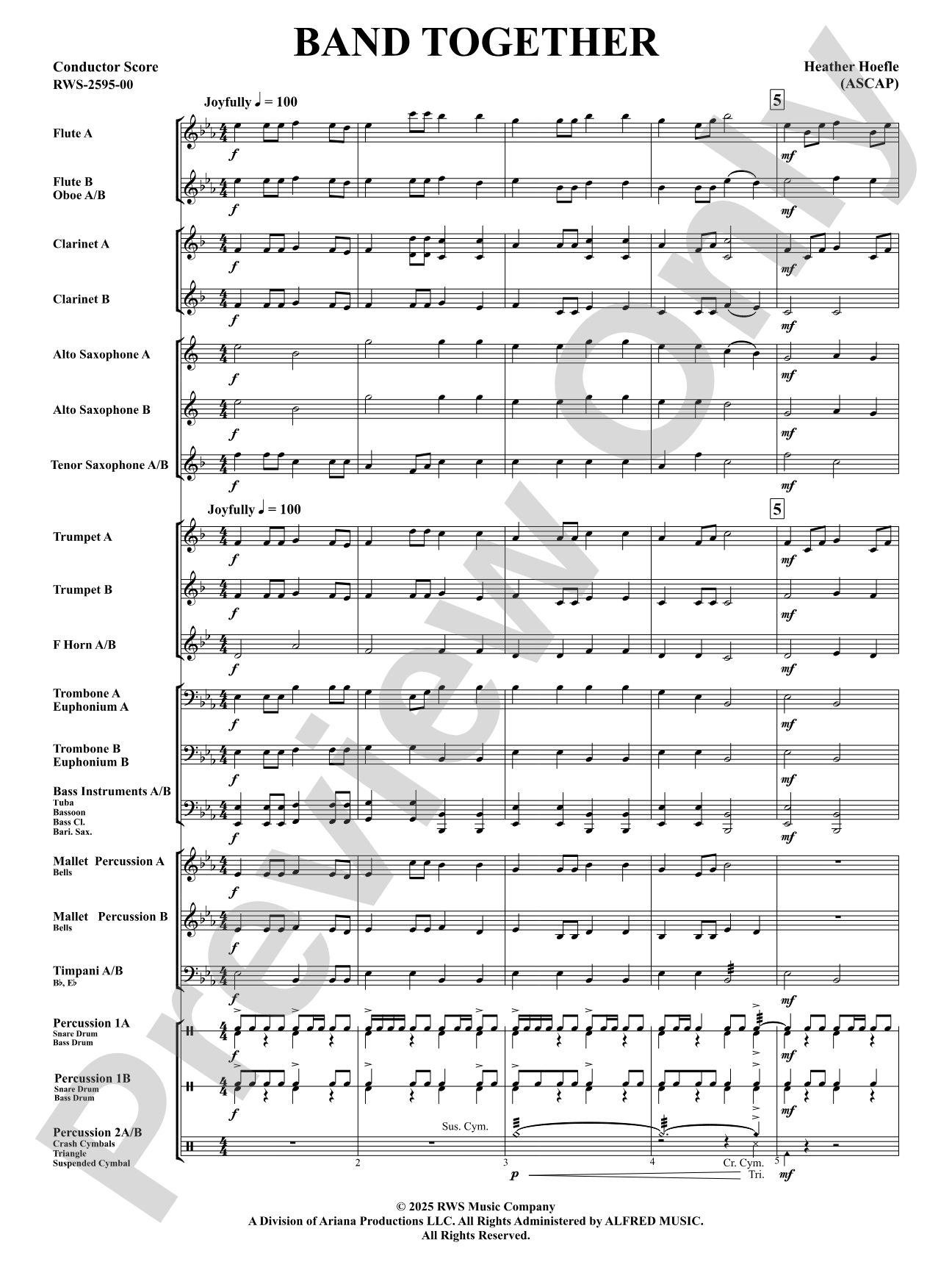 Band Together: Concert Band Conductor Score & Parts