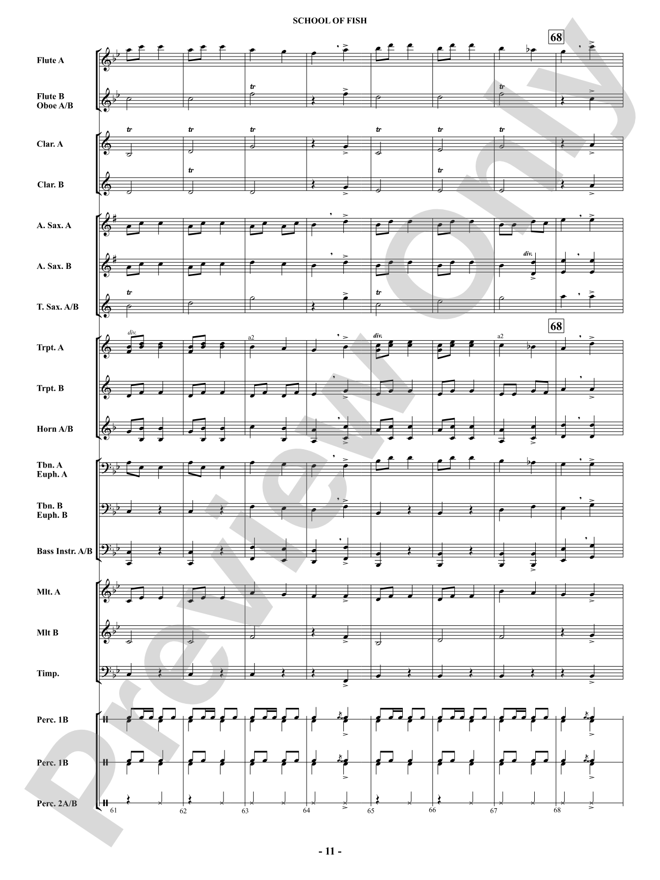 School Of Fish (Concert March): Concert Band Conductor Score & Parts