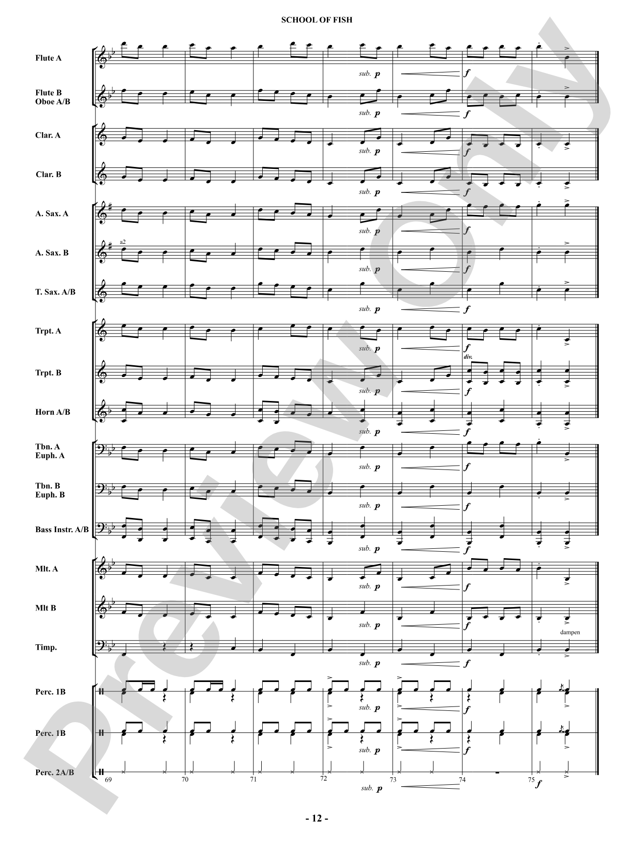School Of Fish (Concert March): Concert Band Conductor Score & Parts