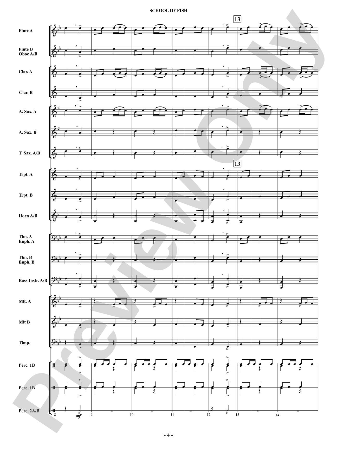 School Of Fish (Concert March): Concert Band Conductor Score & Parts