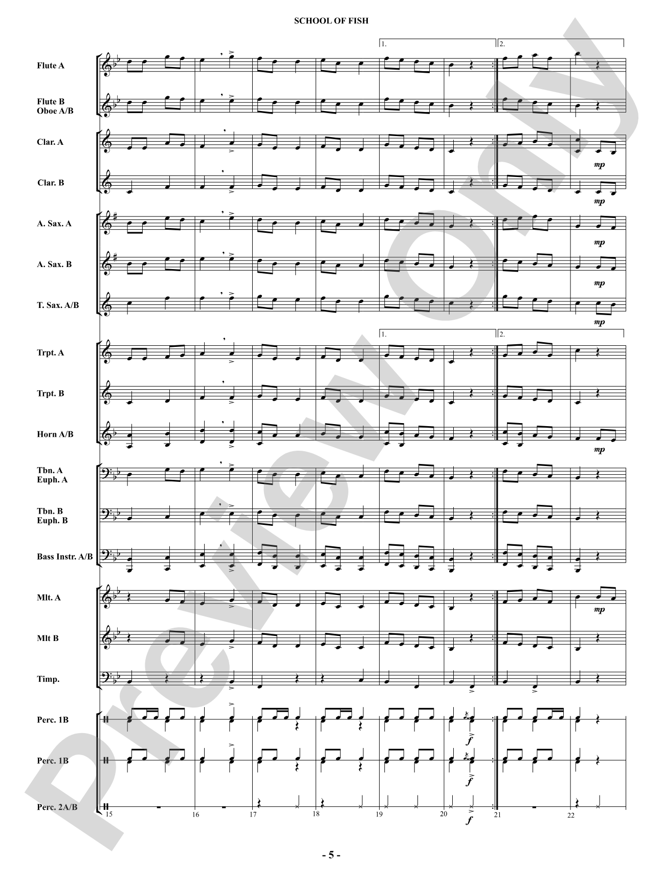 School Of Fish (Concert March): Concert Band Conductor Score & Parts
