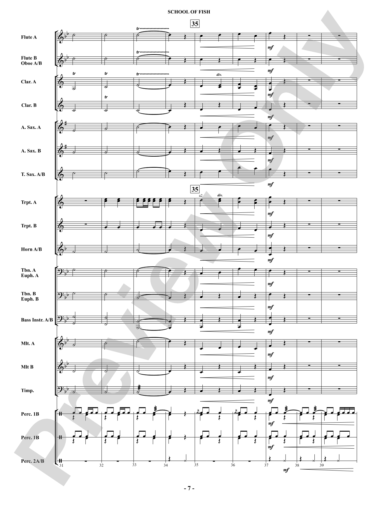 School Of Fish (Concert March): Concert Band Conductor Score & Parts