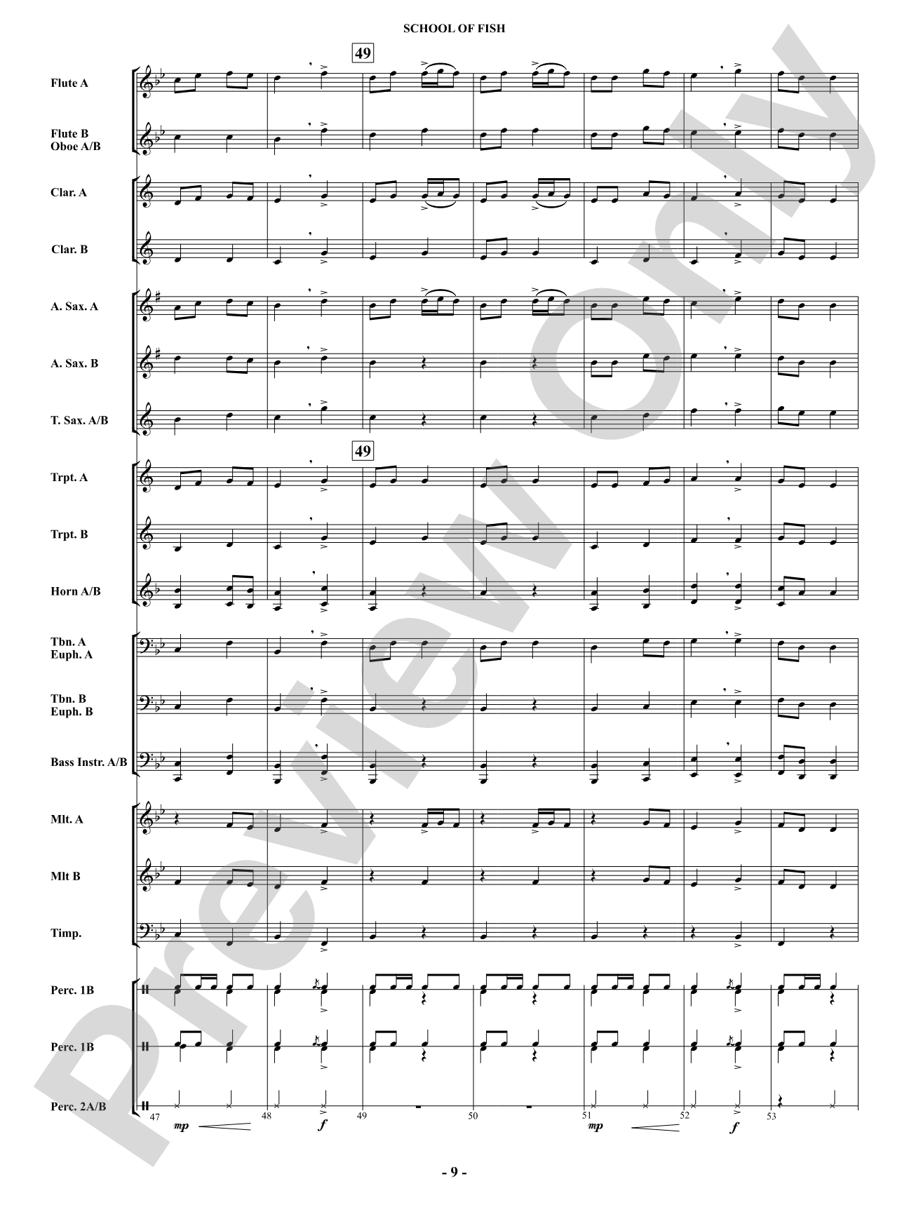 School Of Fish (Concert March): Concert Band Conductor Score & Parts