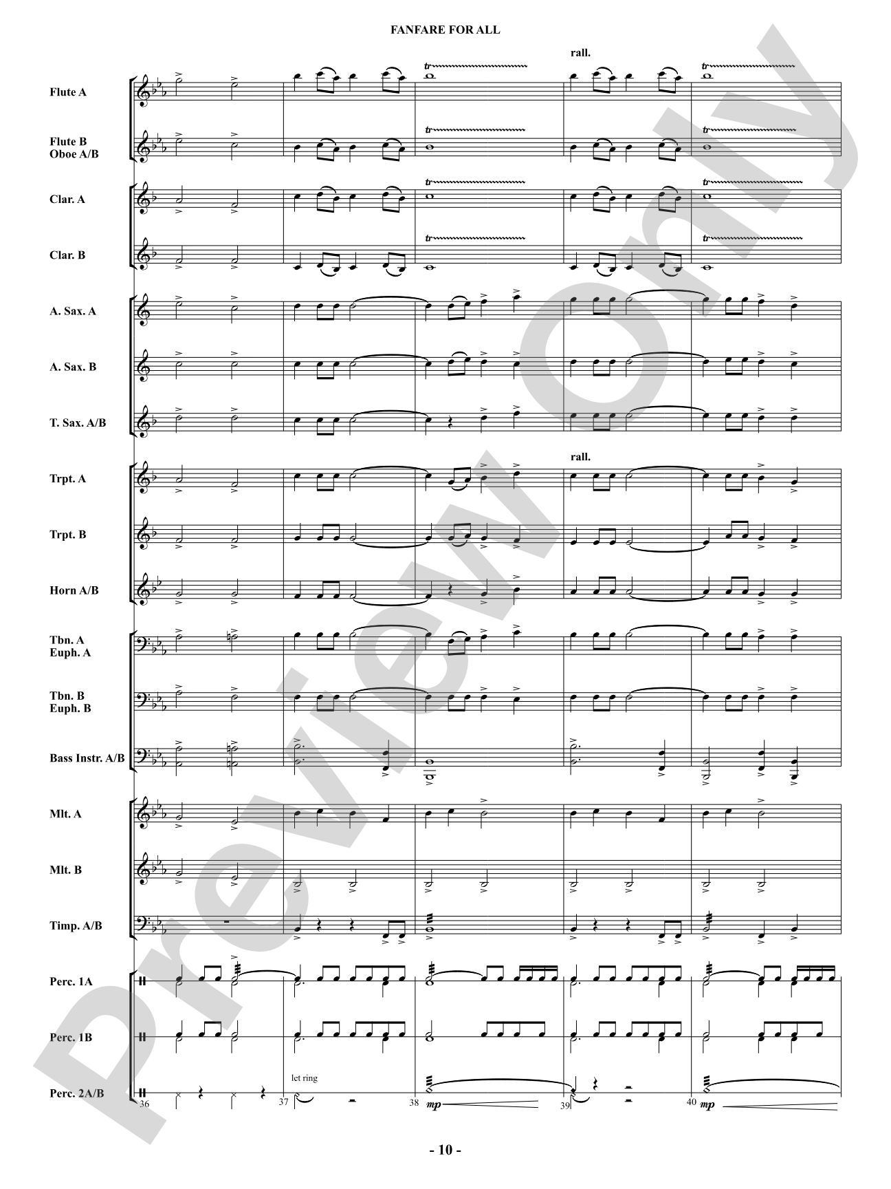 Fanfare For All: Concert Band Conductor Score & Parts