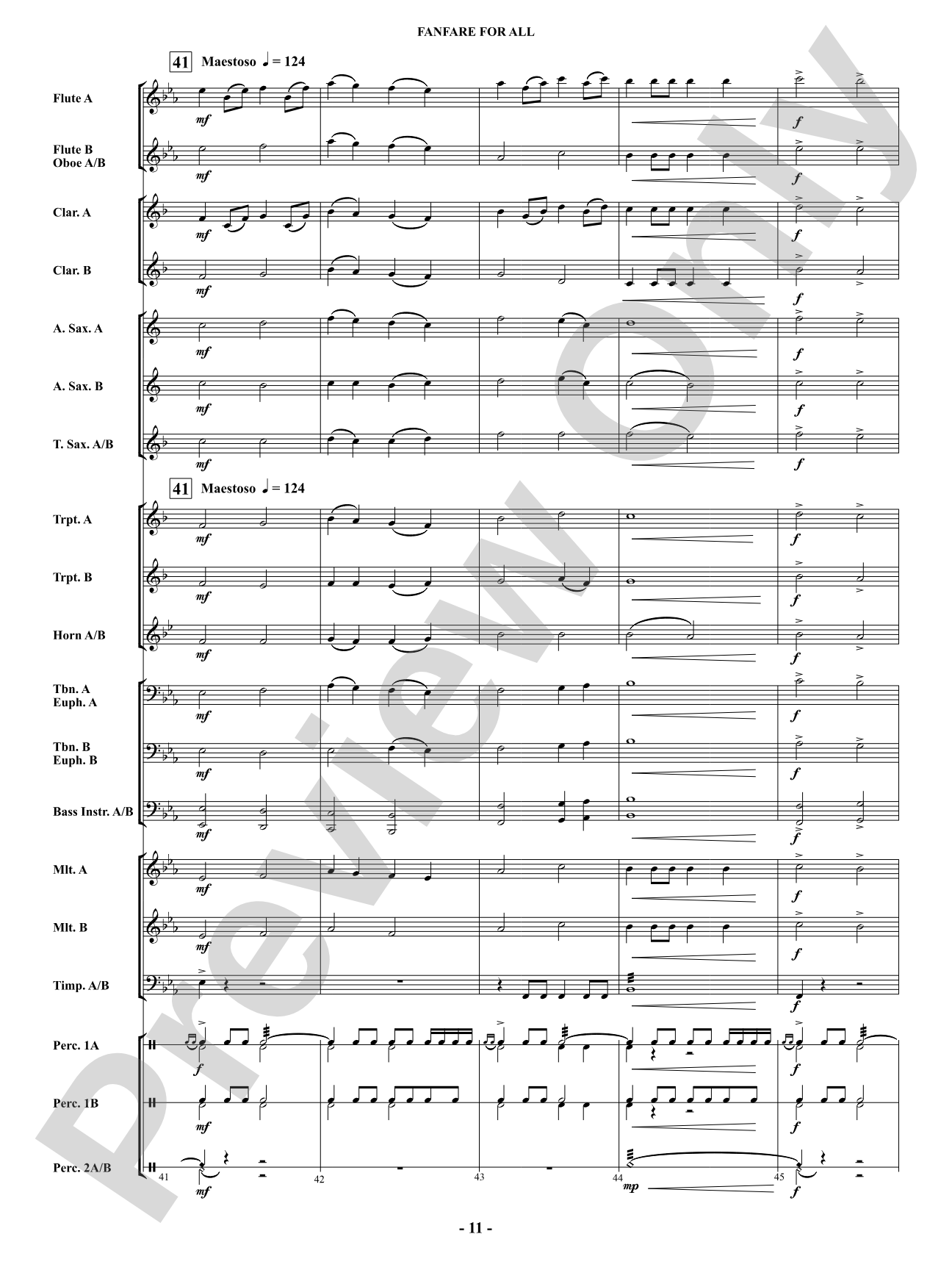 Fanfare For All: Concert Band Conductor Score & Parts