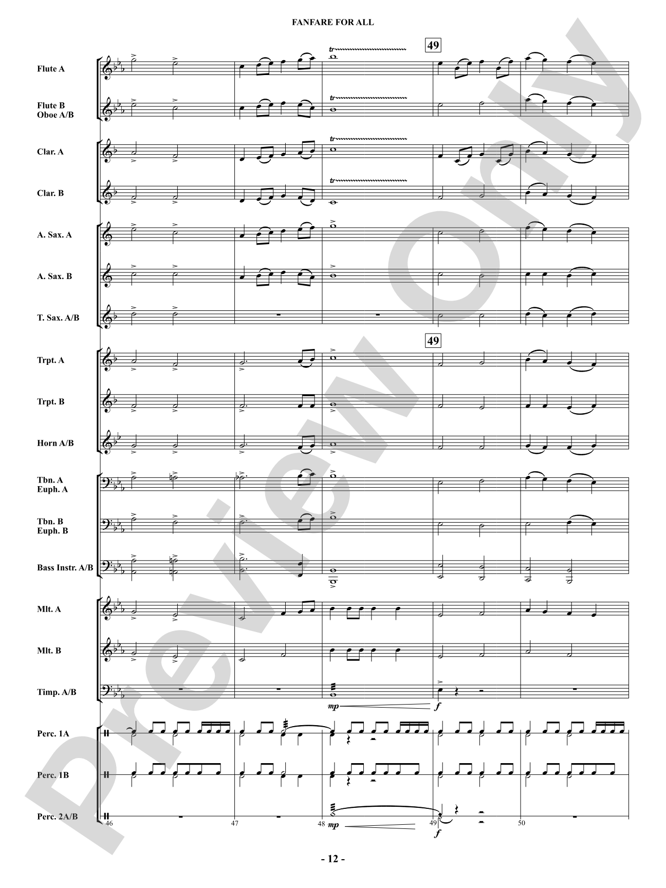 Fanfare For All: Concert Band Conductor Score & Parts