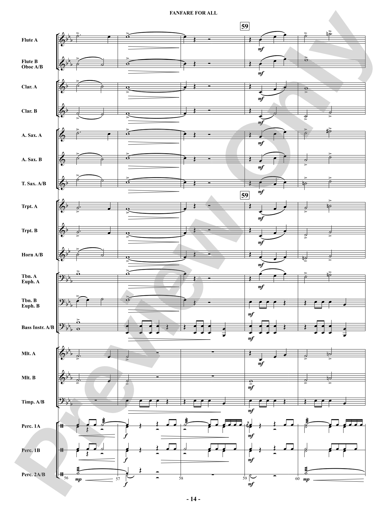 Fanfare For All: Concert Band Conductor Score & Parts