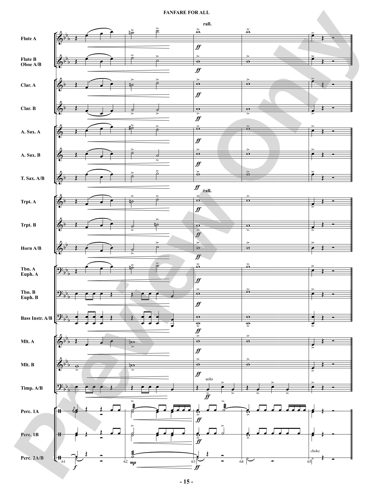 Fanfare For All: Concert Band Conductor Score & Parts