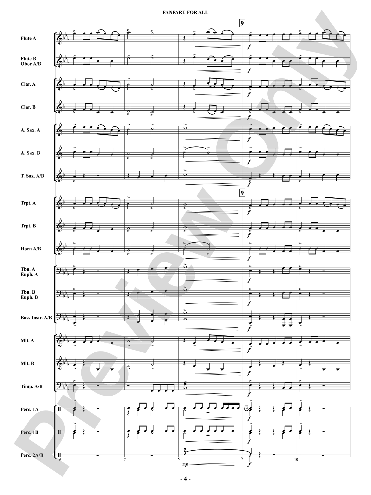 Fanfare For All: Concert Band Conductor Score & Parts