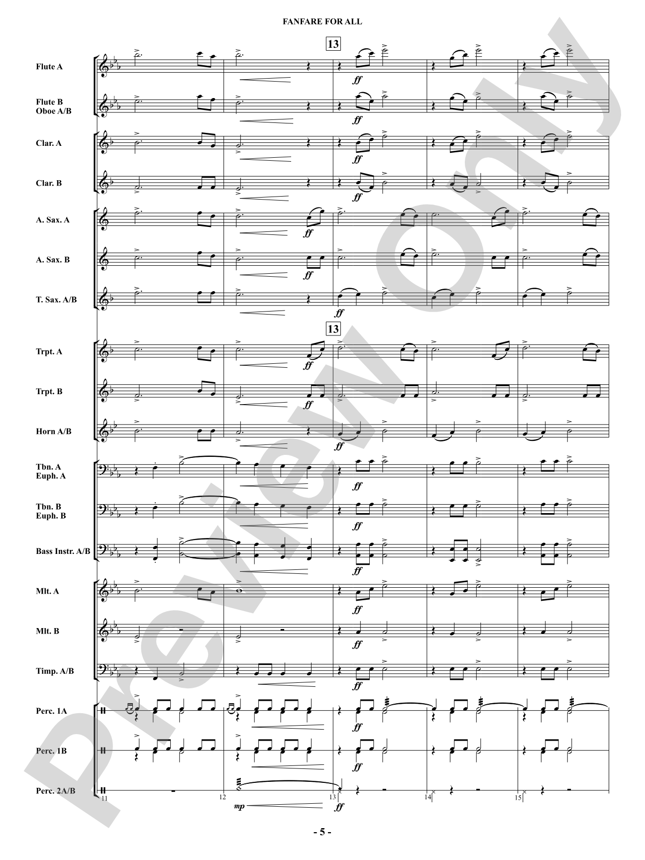 Fanfare For All: Concert Band Conductor Score & Parts