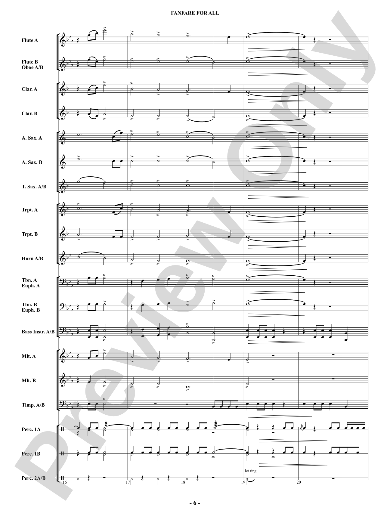 Fanfare For All: Concert Band Conductor Score & Parts