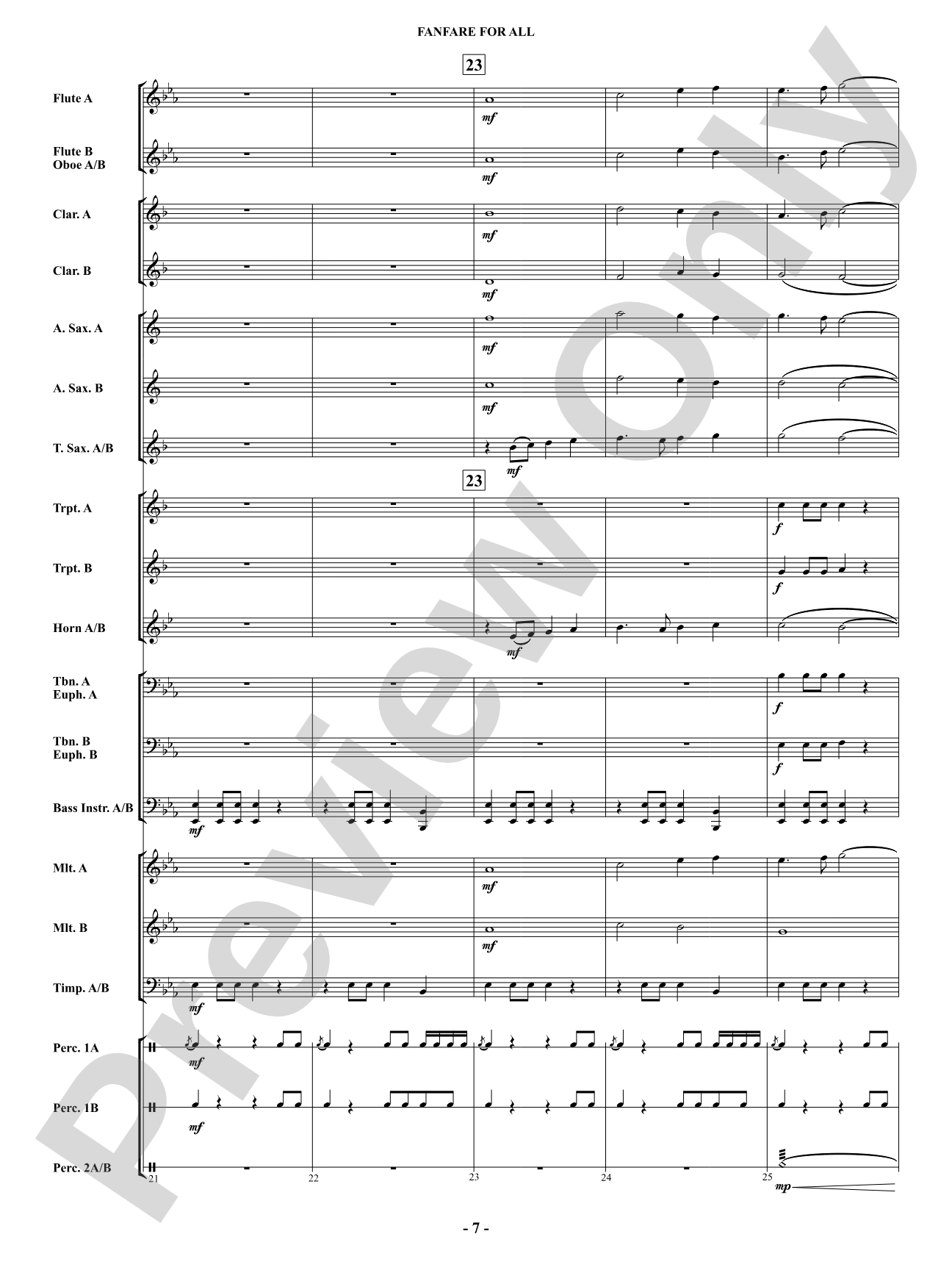 Fanfare For All: Concert Band Conductor Score & Parts