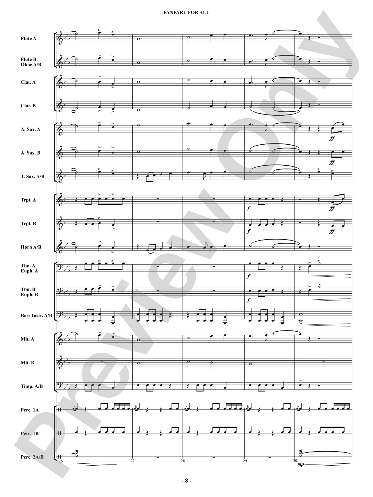 Fanfare For All: Concert Band Conductor Score & Parts